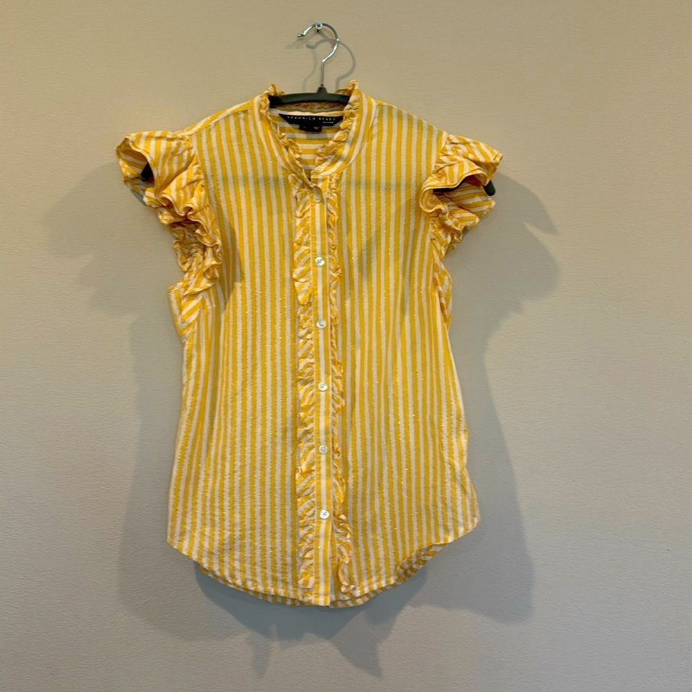 Veronica Beard Yellow Striped Blouse